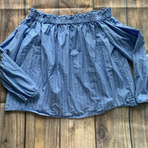 GAP blue striped off the shoulder blouse S